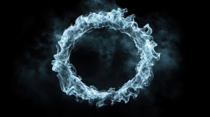 Poster - A circular smoke effect with a translucent, ethereal appearance against a black background.