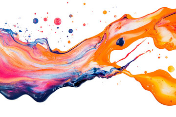 Fototapete - Vibrant fluid colors swirl together, creating a beautiful abstract design on a transparent background.
