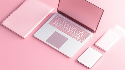 Poster - Minimalist Pink Workspace