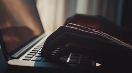 Poster - Close-Up of Hands Typing on Laptop