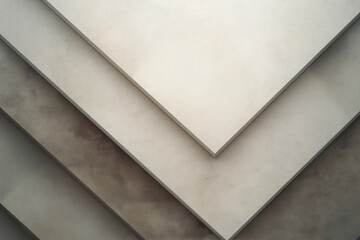 Poster - Layers of textured concrete slabs arranged in a geometric pattern indoors at a design studio