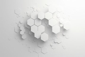 Poster - Abstract geometric pattern featuring layered white hexagons on a light background