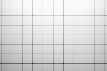 Poster - Clean and minimalist white tiled wall with a grid pattern in a well-lit interior space