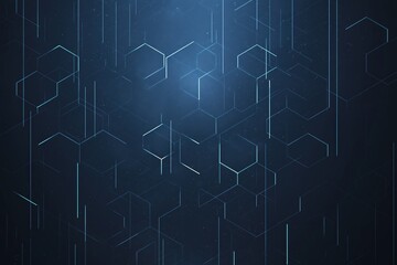 Poster - Geometric abstract design featuring hexagonal patterns in blue and dark tones