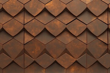 Poster - Textured wall panels in warm brown tones creating a modern design aesthetic for interiors