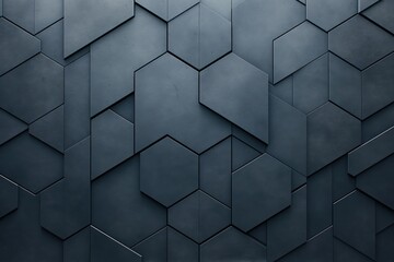 Poster - Stylish hexagonal pattern wall design with dark tones and modern aesthetics in interior decor