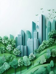 Wall Mural - Cityscape with Tree Surroundings