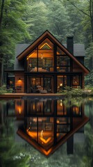 Poster - A large house with a large pool in front of it