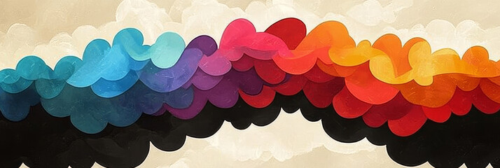 Canvas Print - Abstract rainbow cloud illustration.