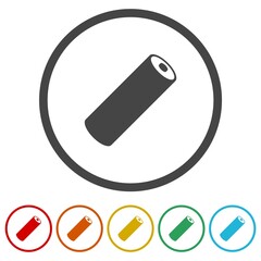 Poster - AAA Battery. Flat Icon. Set icons in color circle buttons