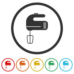 Aufkleber -  Hand mixer icon. Set icons in color circle buttons