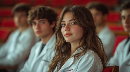 Wall Mural - Young Woman in a White Coat