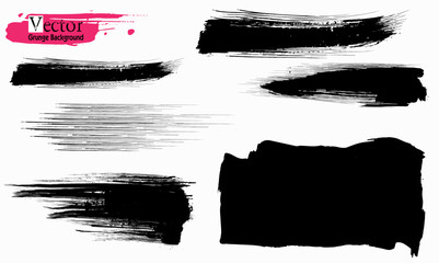 Poster - Hand Drawn Grunge Brush vector, Set of Hand Drawn Grunge Brush Smears, Black vector brush strokes collection. Black paint spots vector for design, Set of Hand Drawn Grunge Brush Smears,  Grungy art
