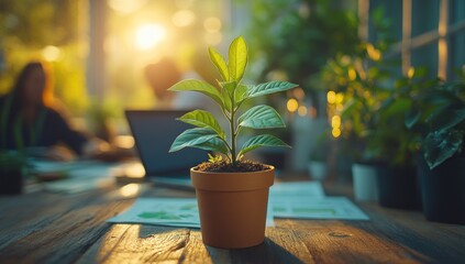 Wall Mural - New Life Growing on Table