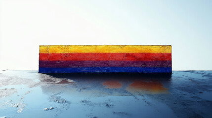 Wall Mural - Colorful wooden plank reflecting in water.