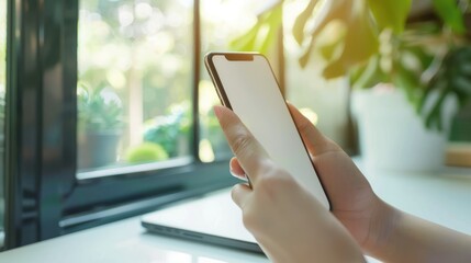 Poster - Closeup of Hands Holding a Smartphone