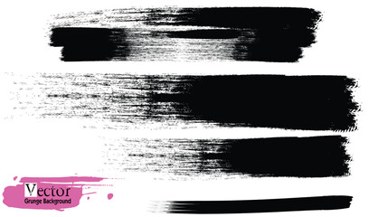 Poster - Hand Drawn Grunge Brush vector, Set of Hand Drawn Grunge Brush Smears, Black vector brush strokes collection. Black paint spots vector for design, Set of Hand Drawn Grunge Brush Smears,  Grungy art