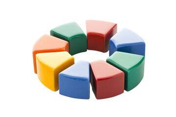 Aufkleber - Colorful geometric shapes arranged in a circular pattern on a white isolated background.