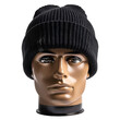 © TesDesigns - Men's black beanie hat on manikin head stand transparent background