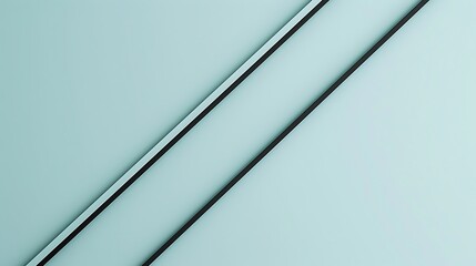 A minimal abstract design featuring a single black line crossing diagonally over a pale blue background, evoking simplicity and elegance. 8k UHD, suitable for high-quality printing or digital 