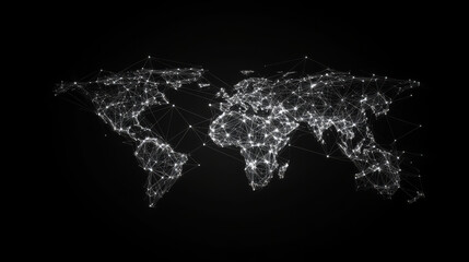 Poster - A simple, low-polygon outline of the world, like a constellation in the night sky. It's made up of points, lines, and shapes that look like stars.low poly wireframe.