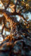 Sticker - Close Up of Tree Bark with Sunlight - Nature Photography