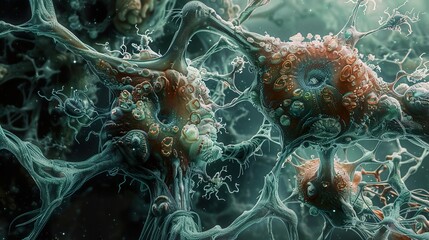 Wall Mural - intricate neural network: a microscopic view of the brain