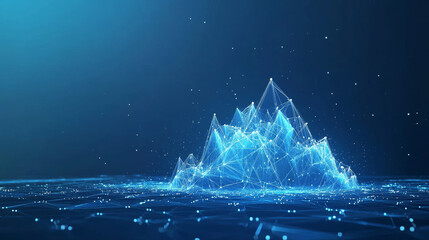Poster - A futuristic hologram shows a rising graph on a blue background.  This digital image represents the growth of investments in the stock market.low poly wireframe.