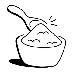 Wall Mural - A doodle icon of turmeric powder in a bowl with a spoon

