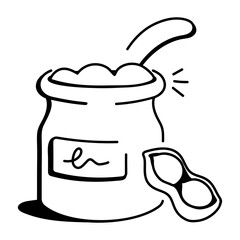 Wall Mural - Doodle icon of a jar of peanut butter jar 

