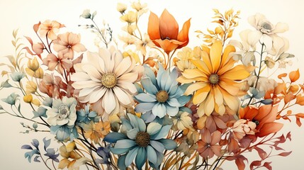 Wall Mural - Watercolor Floral Bouquet