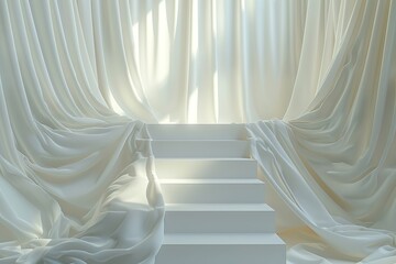 Wall Mural - White Draped Stairs