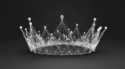 Poster - A simple, geometric crown design. It looks like a starry night sky, made up of points, lines, and star shapes.low poly wireframe.
