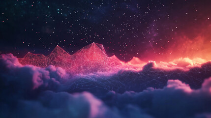 Poster - a modern, digital image of a starry sky with a low-poly design. this abstract illustration represent