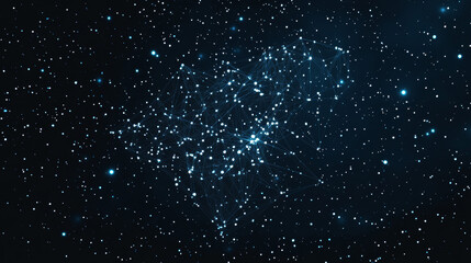 Poster - A simple, low-poly design of a Bitcoin, looking like a constellation of stars against a dark background.low poly wireframe.