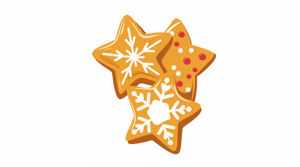 Christmas gingerbread cookies set on white background