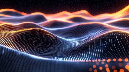 Poster - A digital landscape filled with glowing dots, representing massive amounts of data. This futuristic image symbolizes the vastness and importance of data management in our technology-driven world.