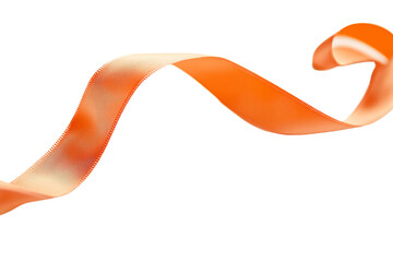 Poster - Flowing orange ribbon on a white isolated background, perfect for design and decoration projects.
