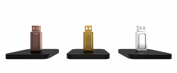 Poster - Colorful USB flash drive icon isolated on white background. Minimalism concept. 3D render illustration