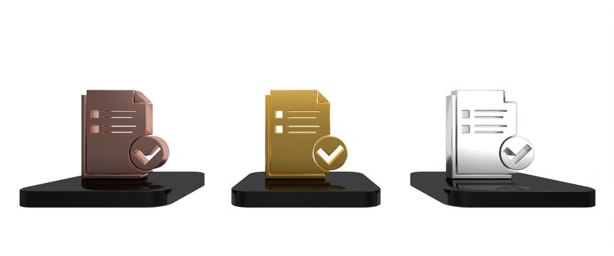 Colorful Document and check mark icon isolated on white background. Checklist icon. Business concept. Minimalism concept. 3D render illustration