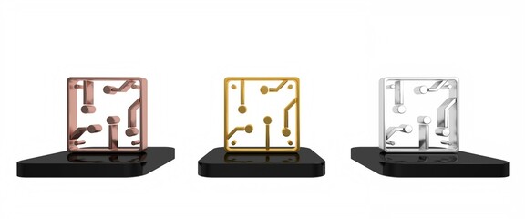 Poster - Colorful Processor icon isolated on white background. CPU, central processing unit, microchip, microcircuit, computer processor, chip. Minimalism concept. 3D render illustration