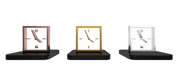 Poster - Colorful Clock icon isolated on white background. Time symbol. Minimalism concept. 3D render illustration
