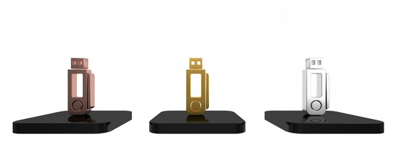 Poster - Colorful USB flash drive icon isolated on white background. Minimalism concept. 3D render illustration