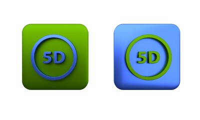 Poster - Colorful 5d virtual reality icon isolated on white background. Large three-dimensional logo. Square button. 3D render illustration