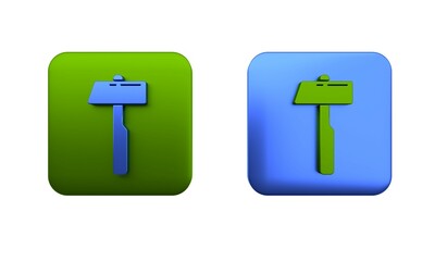 Poster - Colorful Hammer icon isolated on white background. Tool for repair. Square button. 3D render illustration
