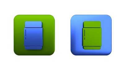 Poster - Colorful Eraser or rubber icon isolated on white background. Square button. 3D render illustration