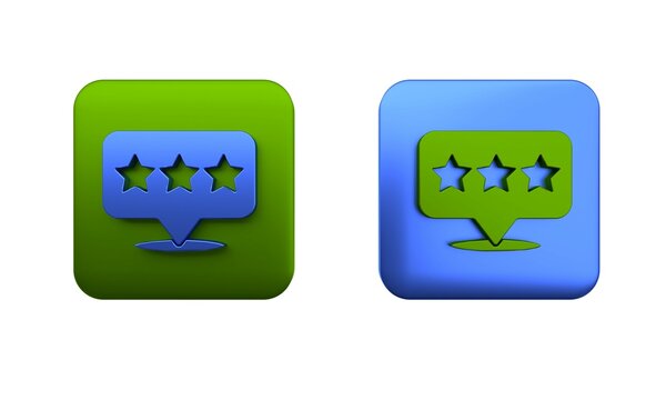 Colorful Map pointer with star icon isolated on white background. Star favorite pin map icon. Map markers. Square button. 3D render illustration