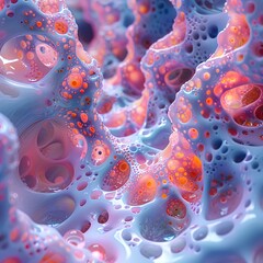 Wall Mural - abstract 3d render: glowing organic fractal