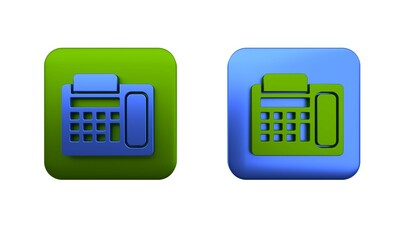 Poster - colorful telephone icon isolated on white background. landline phone. square button. 3d render illus