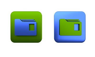 Poster - Colorful Document folder icon isolated on white background. Accounting binder symbol. Bookkeeping management. Square button. 3D render illustration